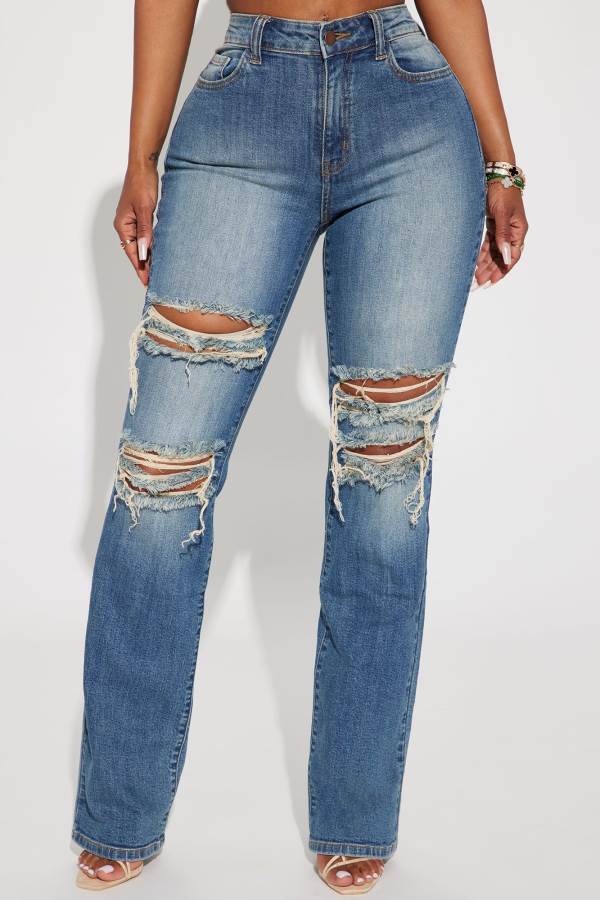 Wash Fashion Nova Let It Be Stretch Straight Leg Women Jeans USA | 693485MCK