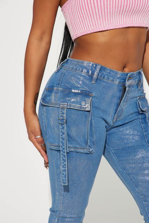 Wash Fashion Nova Make It Flashy Bootcut Cargo Women Jeans USA | 682473DBG