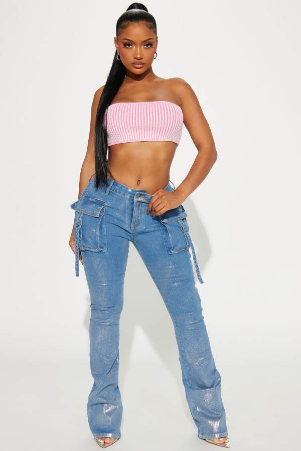 Wash Fashion Nova Make It Flashy Bootcut Cargo Women Jeans USA | 682473DBG