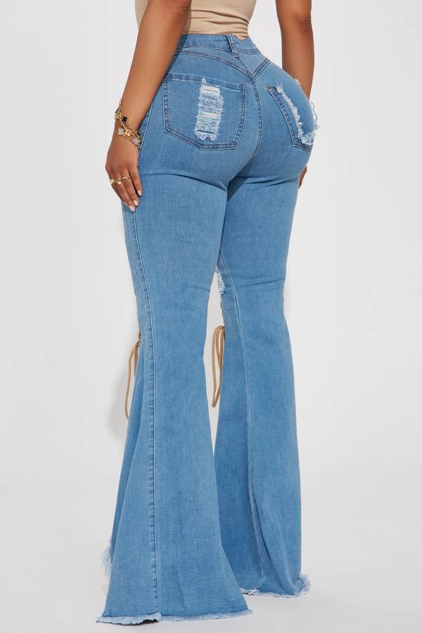 Wash Fashion Nova New Developments Lace Up Flare Women Jeans USA | 091346XKL