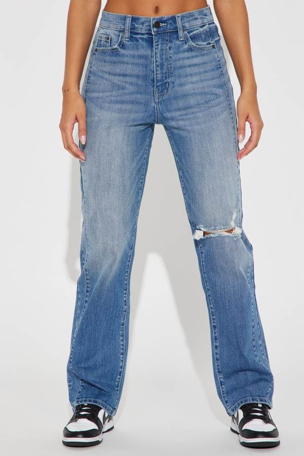 Wash Fashion Nova Of Two Minds Ripped Straight Leg Women Jeans USA | 083679HXY