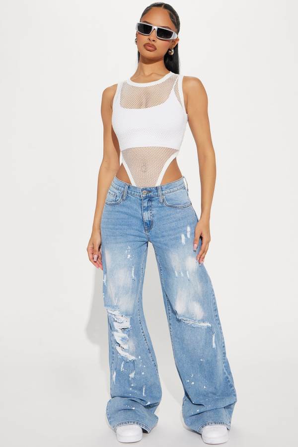 Wash Fashion Nova Point Of Interest Ripped Baggy Women Jeans USA | 458176DFC