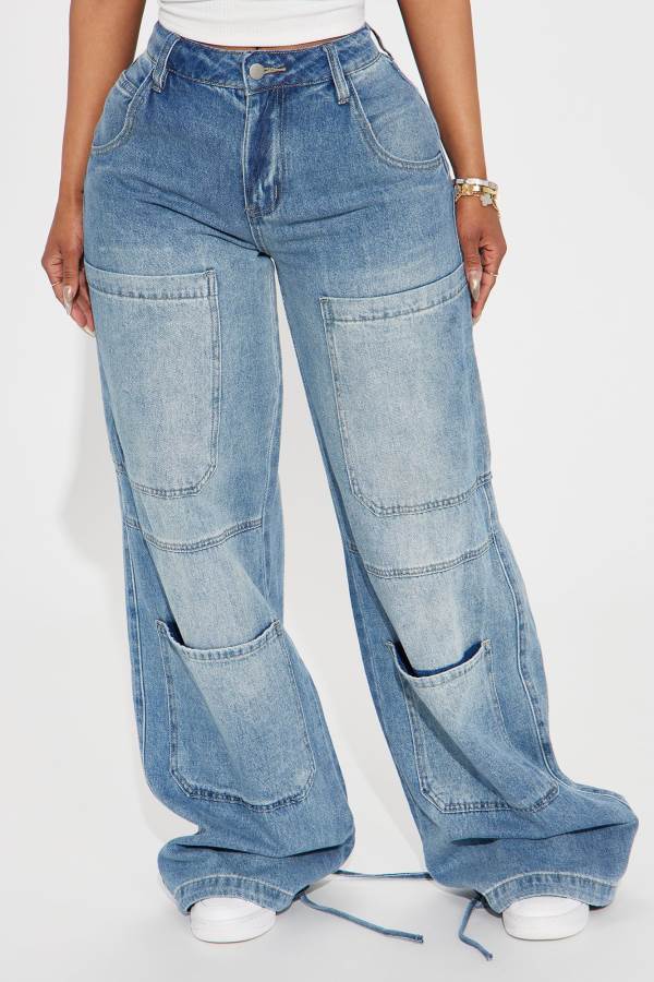 Wash Fashion Nova Ruling It Out Baggy Cargo Women Jeans USA | 876954OBL