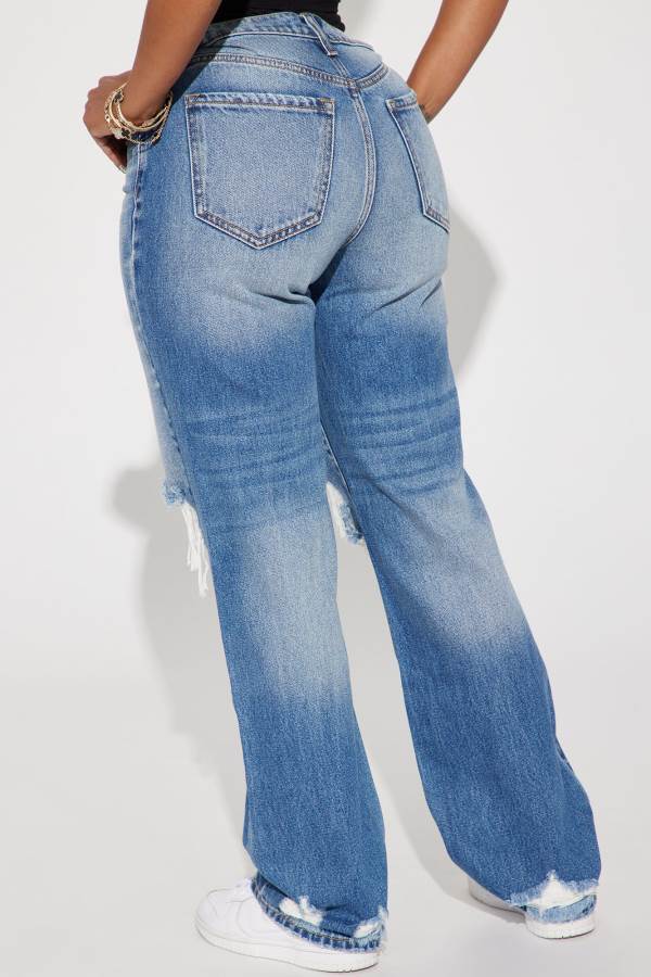 Wash Fashion Nova Ryder Ripped Non Stretch Straight Leg Women Jeans USA | 756408JVB