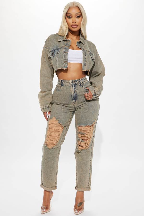 Wash Fashion Nova Sahara Tinted Ripped Mom Women Jeans USA | 975041UBH