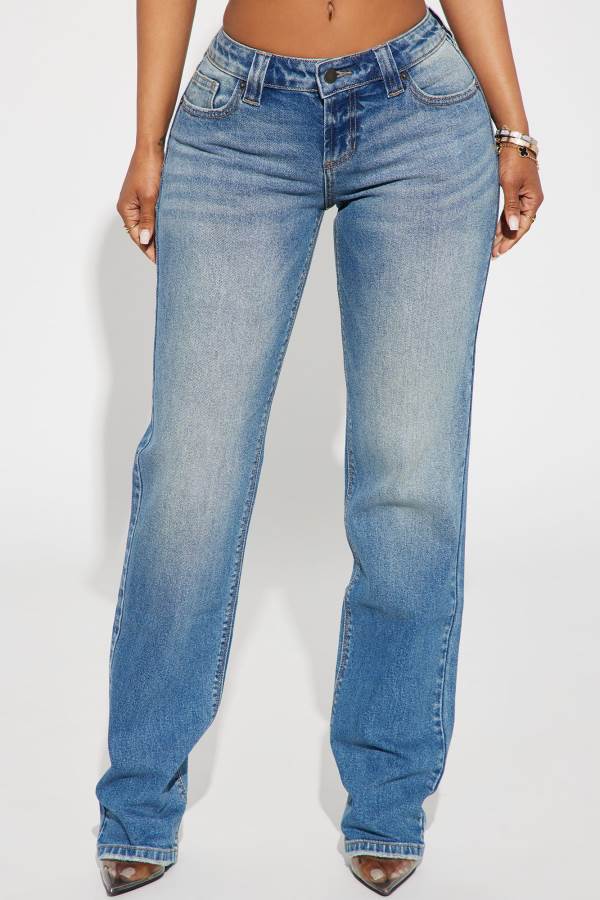 Wash Fashion Nova Sicily Straight Leg Women Jeans USA | 247819UNV