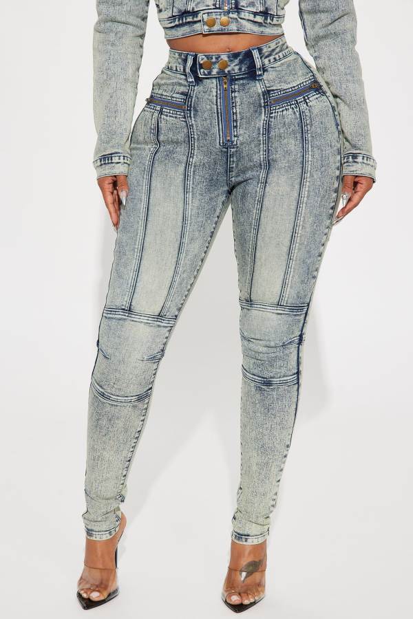 Wash Fashion Nova Starting Rumors Stretch Moto Skinny Women Jeans USA | 436018IWP