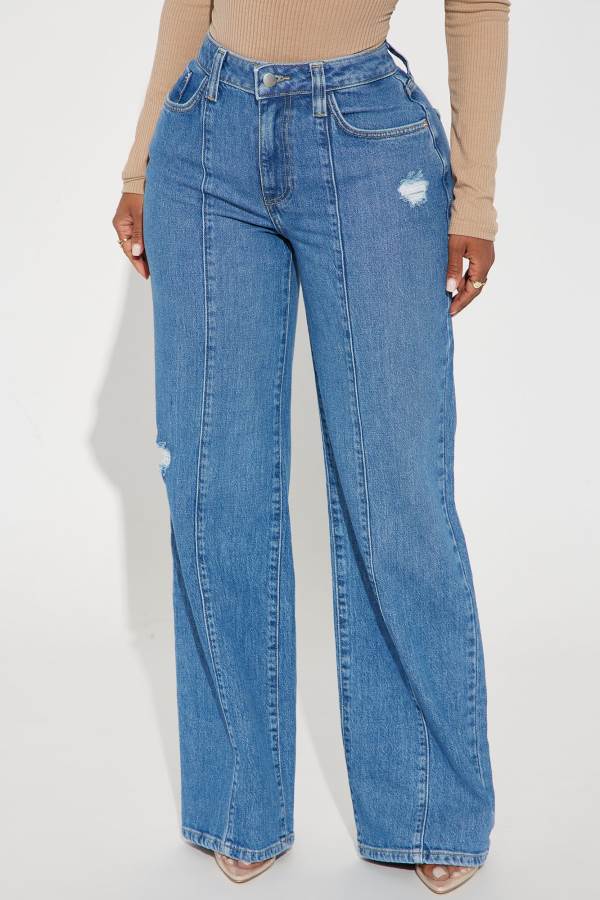 Wash Fashion Nova Steal Your Attention Wide Leg Women Jeans USA | 236784TQL