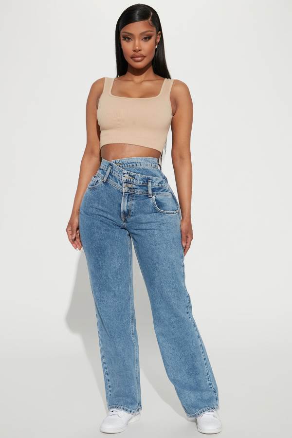 Wash Fashion Nova To The Extreme Crossover Straight Leg Women Jeans USA | 842963EIH