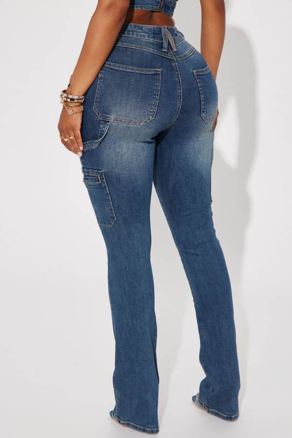 Wash Fashion Nova Top Tier Utility Stretch Bootcut Women Jeans USA | 594072HZS