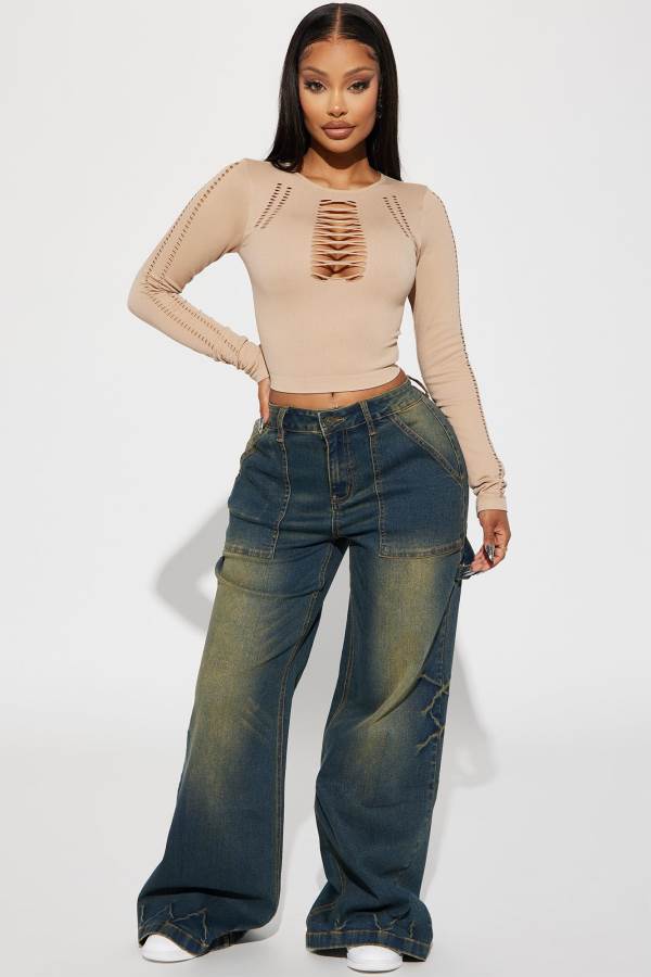 Wash Fashion Nova Unmatched Tinted Utility Wide Leg Women Jeans USA | 021497MSX