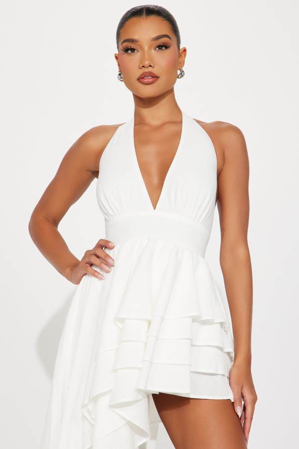 White Fashion Nova Aurelie Gauze Maxi Women Dress USA | 037641IXP