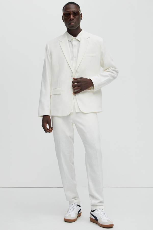 White Fashion Nova Bahamas Linen Suit Men Pants USA | 851497IJX