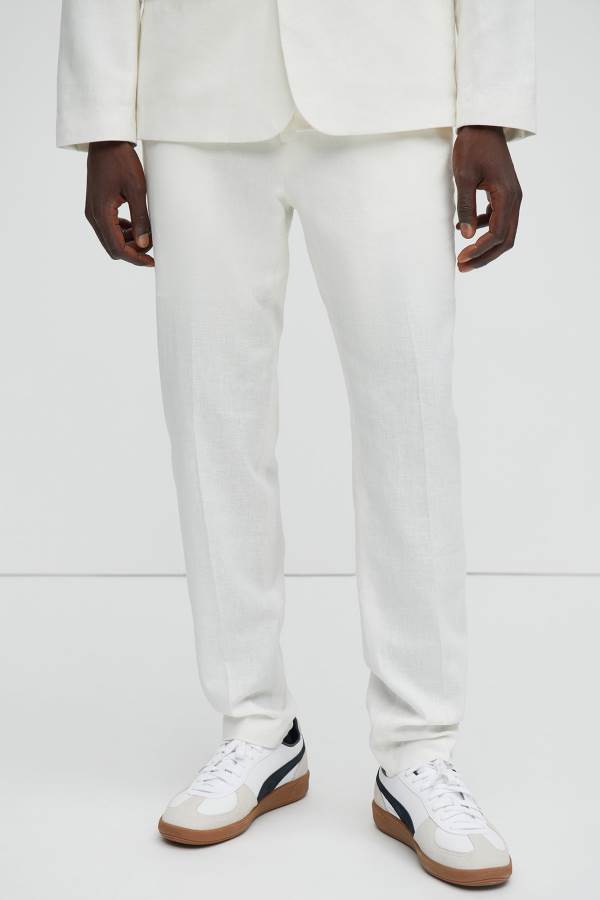 White Fashion Nova Bahamas Linen Suit Men Pants USA | 851497IJX