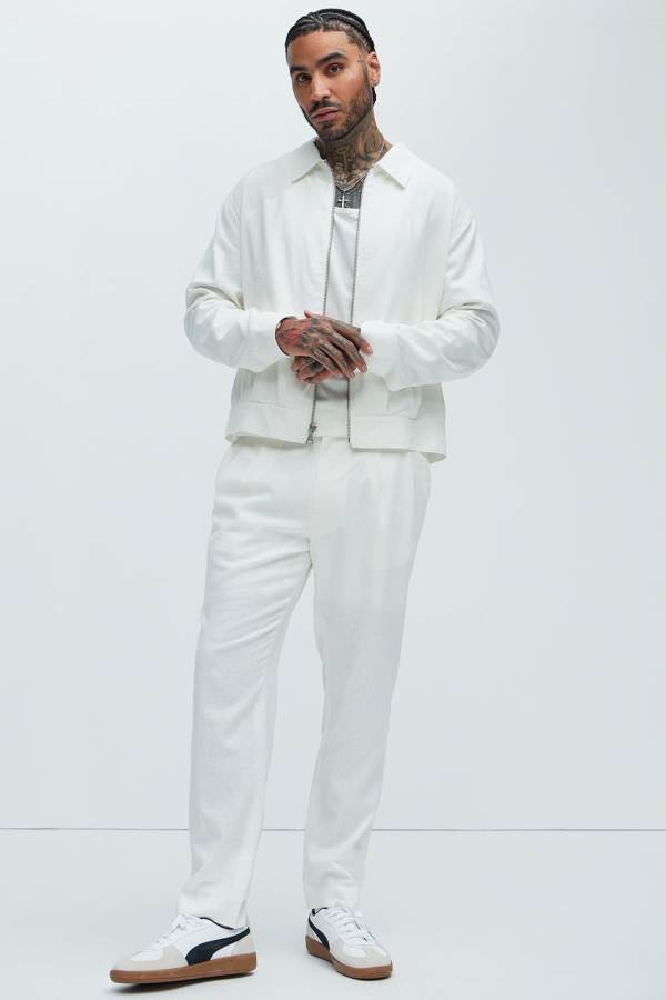 White Fashion Nova Bahamas Pleated Linen Men Pants USA | 127489YDM