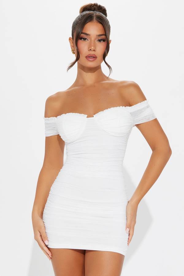 White Fashion Nova Belle Mesh Mini Women Dress USA | 143856UQY