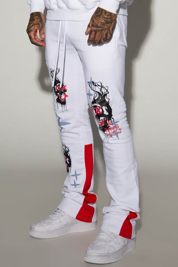 White Fashion Nova Boldy Go Flared Men Sweatpants USA | 236018BET