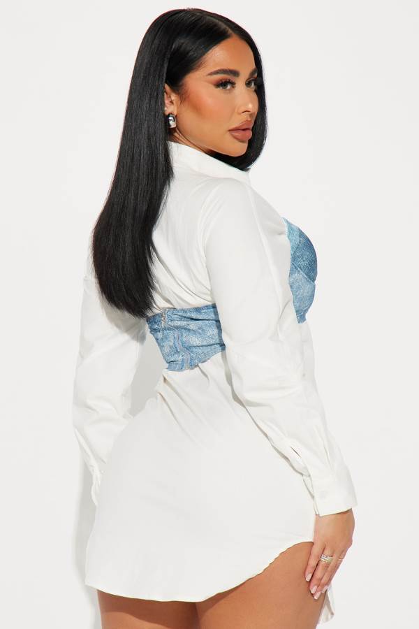 White Fashion Nova Brianna Shirt Mini Women Dress USA | 749560KCU