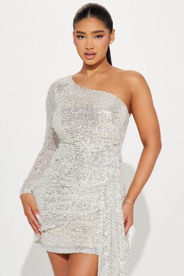 White Fashion Nova Brighten Up Sequin Mini Women Dress USA | 406219WGL