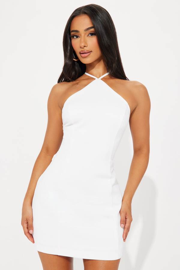 White Fashion Nova Catalina Rosette Mini Women Dress USA | 849501YOG