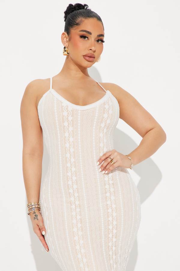 White Fashion Nova Chelsi Lace Maxi Set Women Dress USA | 428935NVE