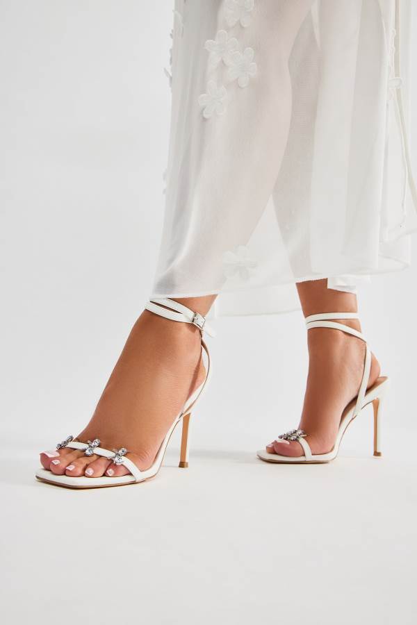 White Fashion Nova Counting On It Heeled Women Sandals USA | 742365EAH