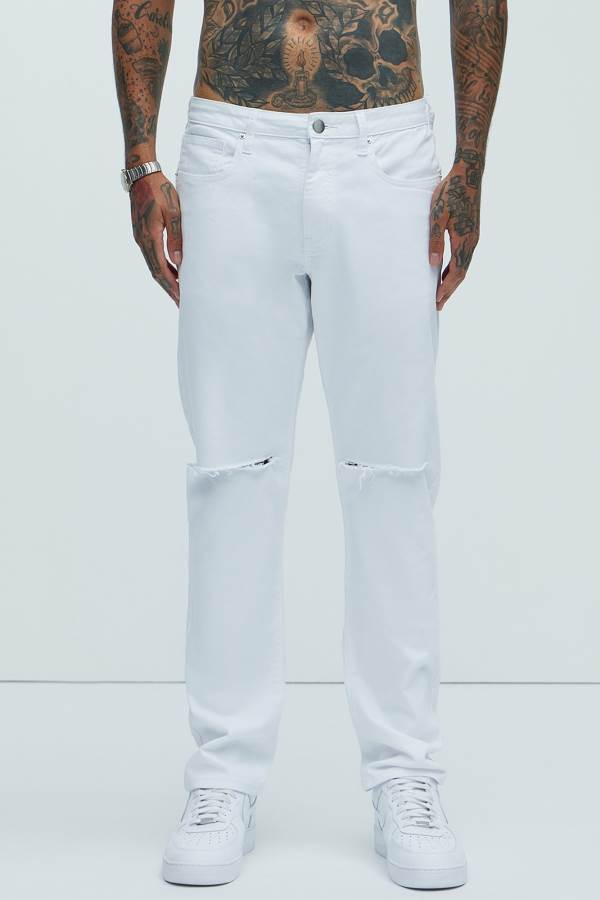 White Fashion Nova Ghost Slim Men Jeans USA | 548712FBI