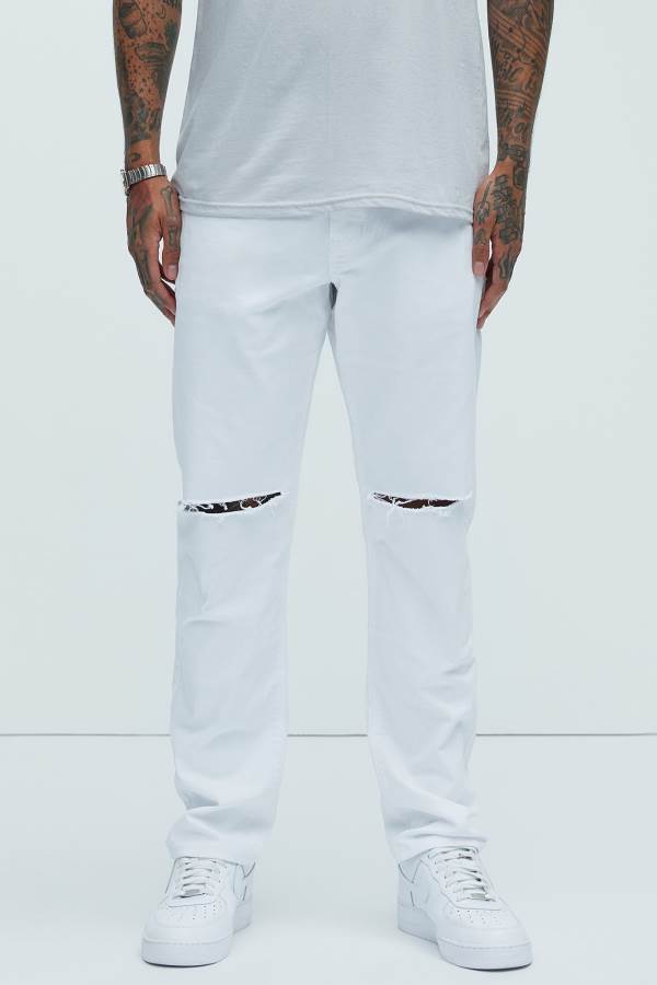 White Fashion Nova Ghost Slim Men Jeans USA | 548712FBI