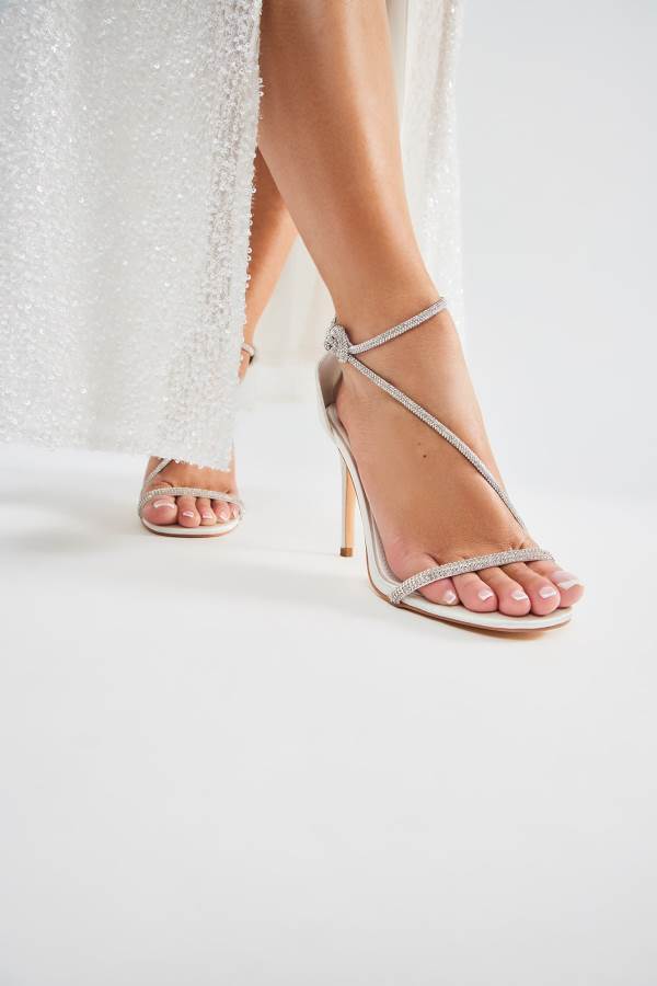 White Fashion Nova It Takes Two Embellished Heeled Women Sandals USA | 807413JGF