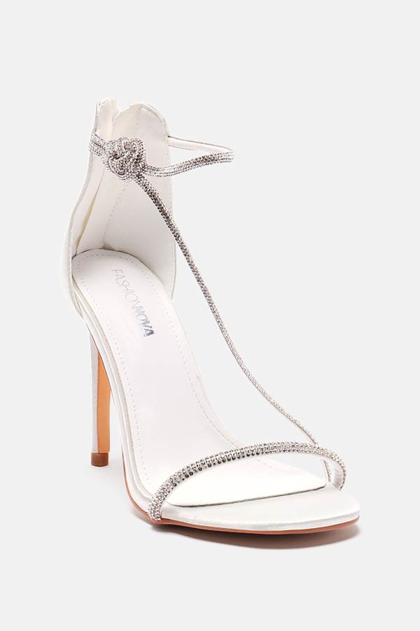 White Fashion Nova It Takes Two Embellished Heeled Women Sandals USA | 807413JGF