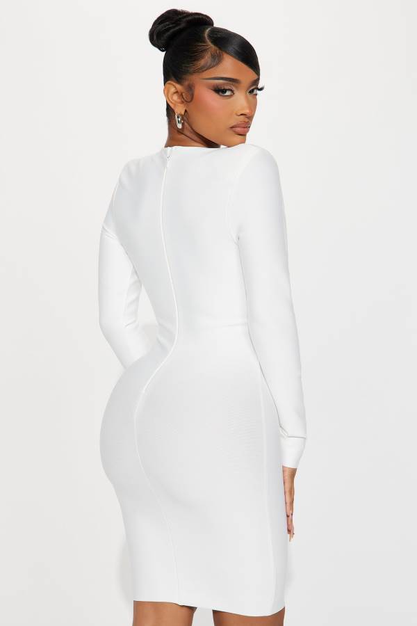 White Fashion Nova Kaia Bandage Midi Women Dress USA | 759021COE