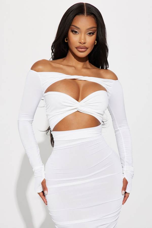 White Fashion Nova Kristal Maxi Women Dress USA | 507148PNH