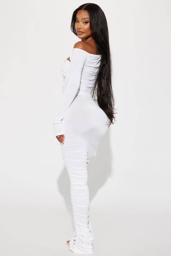 White Fashion Nova Kristal Maxi Women Dress USA | 507148PNH