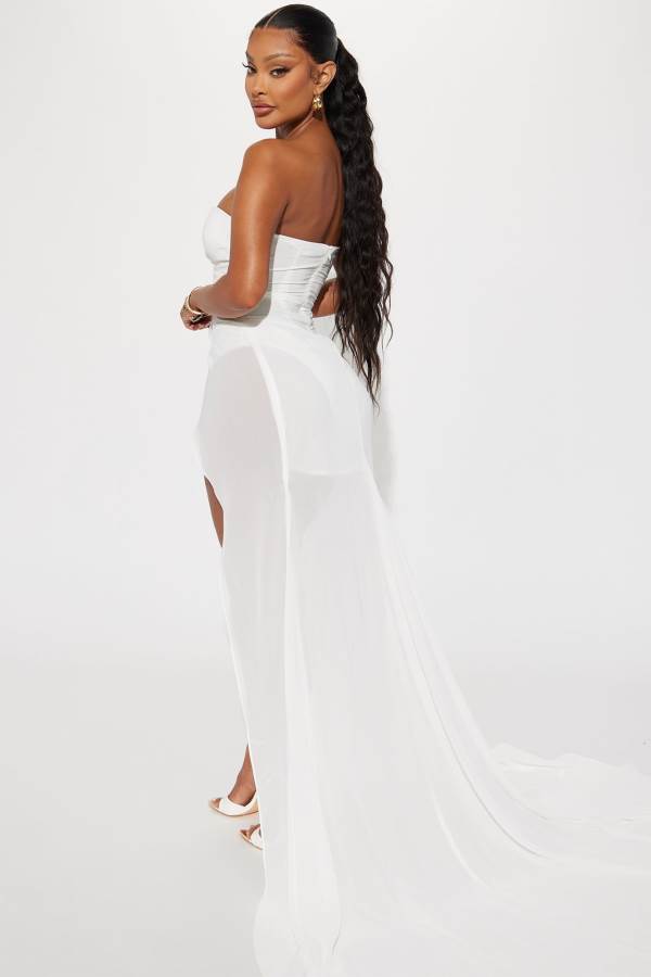 White Fashion Nova Leanne Maxi Women Dress USA | 975864HIQ