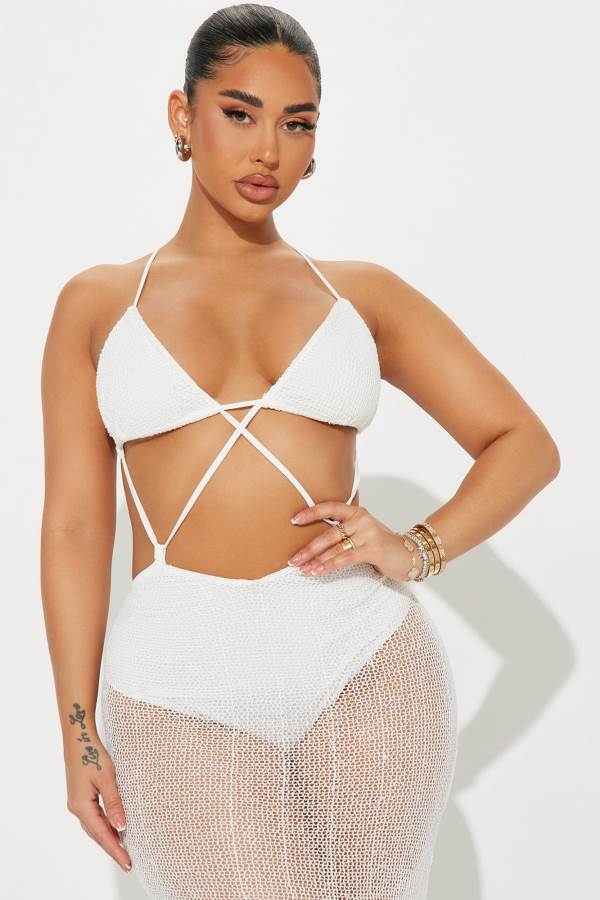 White Fashion Nova Miami Summer Crochet Maxi Women Dress USA | 790256SKZ