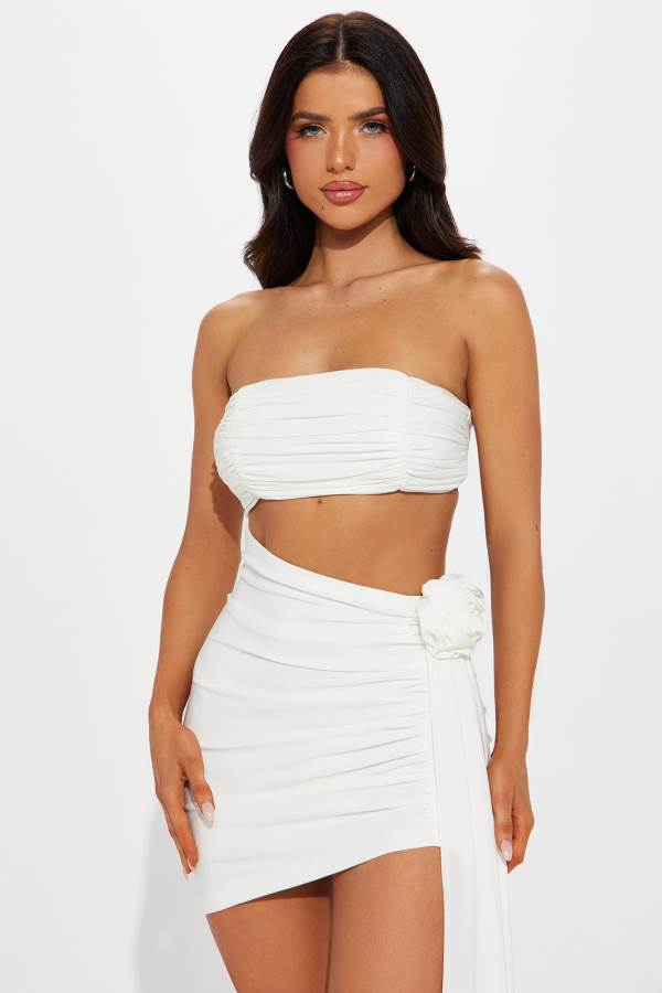 White Fashion Nova Paloma's in Paradise Draped Mini Women Dress USA | 903742PDI