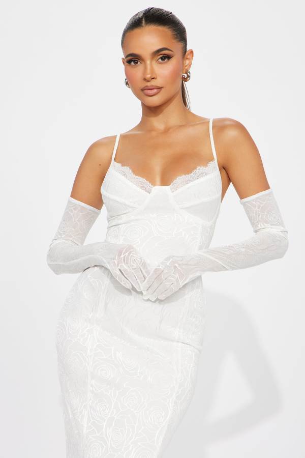 White Fashion Nova Romance Glove Set Women Dress USA | 384592NJB