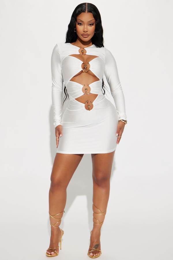 White Fashion Nova Say Nothing Mini Women Dress USA | 379156HLP