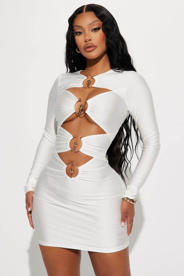 White Fashion Nova Say Nothing Mini Women Dress USA | 379156HLP