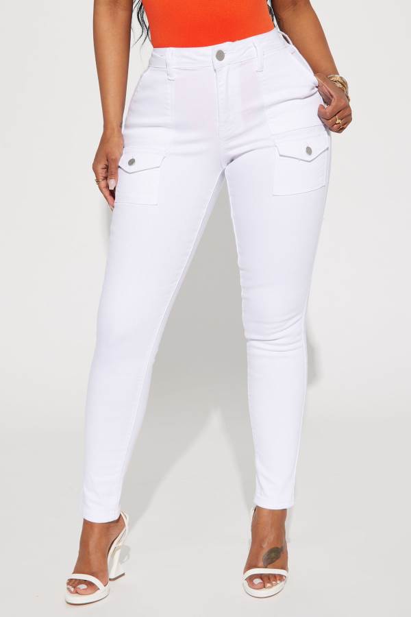 White Fashion Nova Sight And Sound Cargo Skinny Women Jeans USA | 093528ZUR