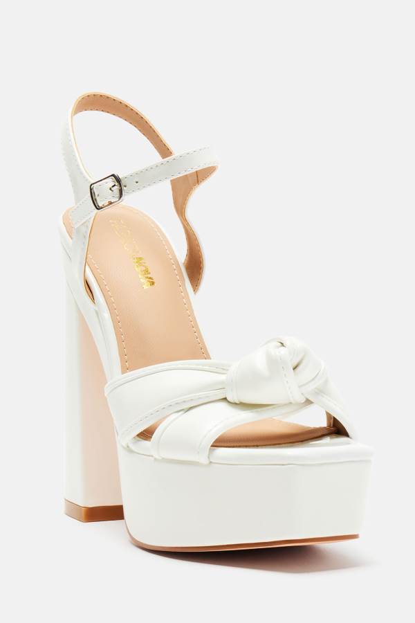 White Fashion Nova Smooth Talkin' Heeled Women Sandals USA | 123975NEY