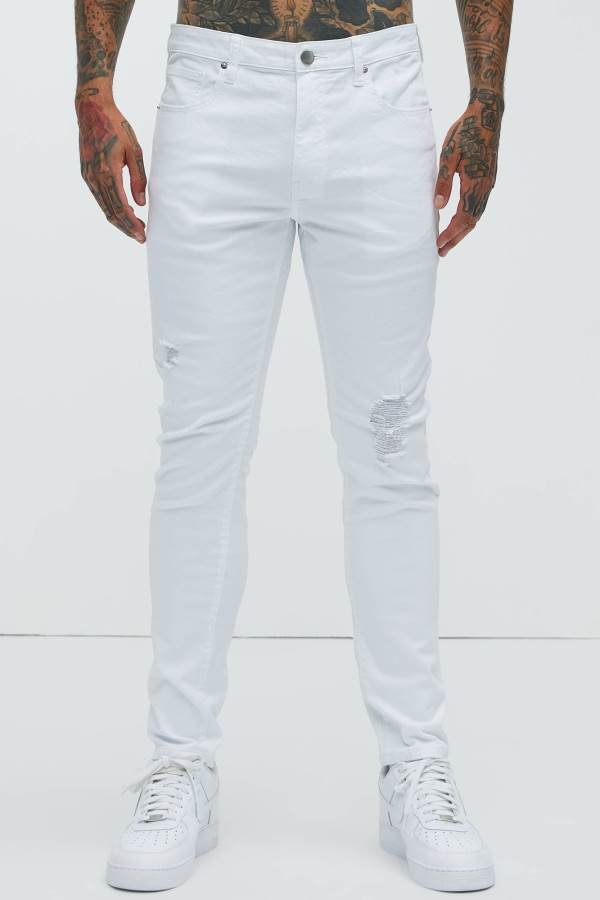 White Fashion Nova Take No L's Skinny Men Jeans USA | 532467LHG