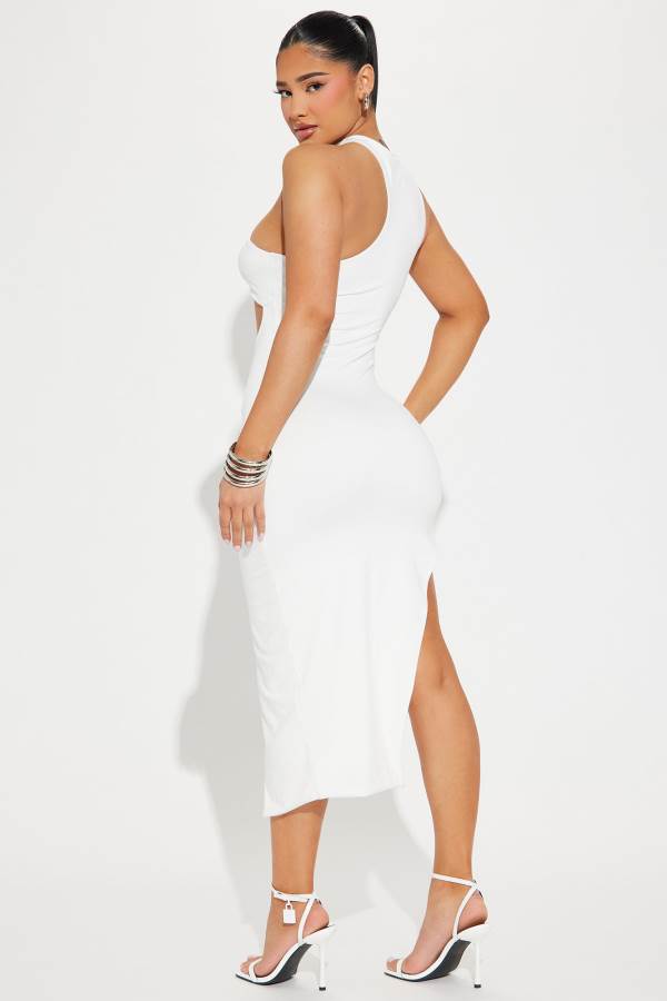 White Fashion Nova The Enchantress Cut Out Midi Women Dress USA | 352918XYS