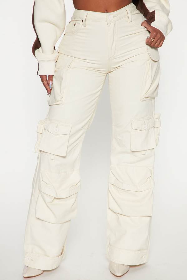 White Fashion Nova Weekender Wide Leg Cargo Women Pants USA | 241378TXZ