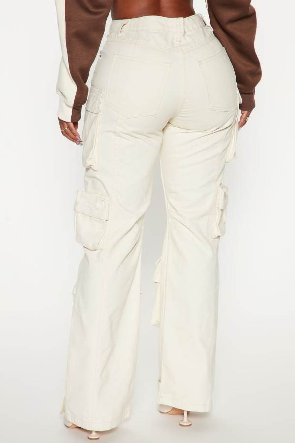 White Fashion Nova Weekender Wide Leg Cargo Women Pants USA | 241378TXZ