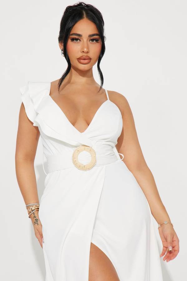 White Fashion Nova Zhuri Maxi Women Dress USA | 375480PHL