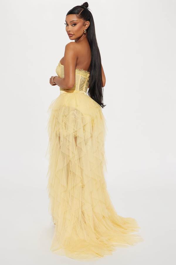 Yellow Fashion Nova Anastasia Tulle Maxi Women Dress USA | 820617ITC