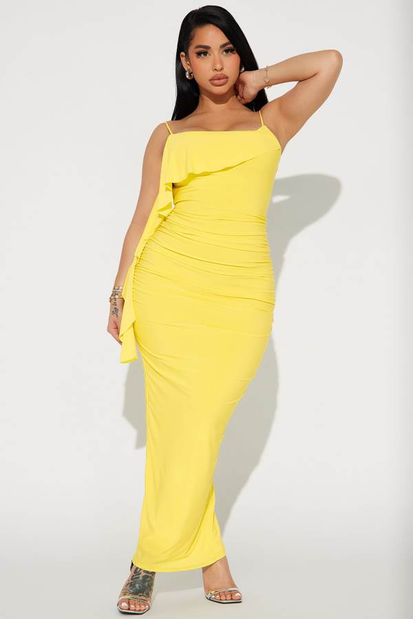 Yellow Fashion Nova Calling My Name Maxi Women Dress USA | 369480FZY