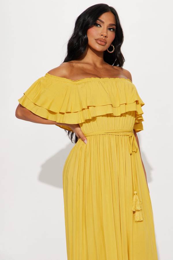 Yellow Fashion Nova Caribbean Beauty Maxi Women Dress USA | 021963RZU