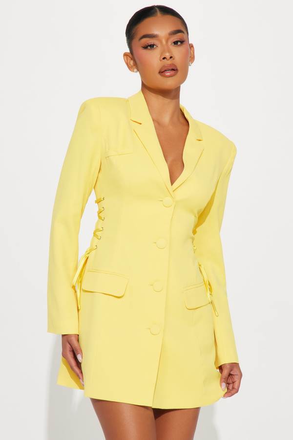 Yellow Fashion Nova Jade Blazer Mini Women Dress USA | 108674ONC